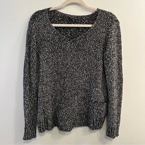 Eileen Fisher 100% V-Neck Black PullOver Sweater